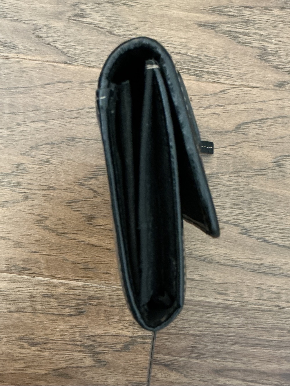 Genuine Leather Black Trifold Wallet with Front Zip Pocket - Picture 8 of 11